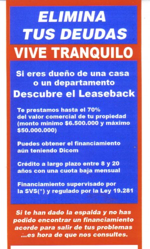 Sara Contreras Anuncios de Propiedades en Santiago |  Necesitas un pr&eacute;stamo y tienes una propiedad ( casa o depto) con o sin dico, Cancelada o le quede un saldo de un 30% por pagar