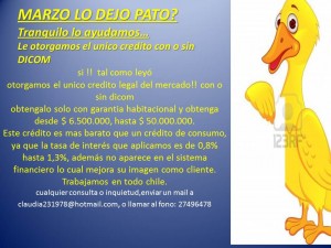 claudia Anuncios de Propiedades en Casablanca |  Marzo lo dejo pato? necesita un credito? esta en dicom? obtengalo ya !, Le ofrecemos una alternativa seria y eficaz