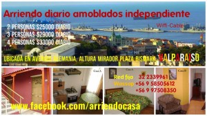 Alicia Calderon Aravena Anuncios de Propiedades en Valpara&iacute;so |  Amoblados x dia, vacaciones, valparaiso,  wasap +56 9 58505612, Avenida alemania, valparaiso, fono 322339961, desde $25000 diario
